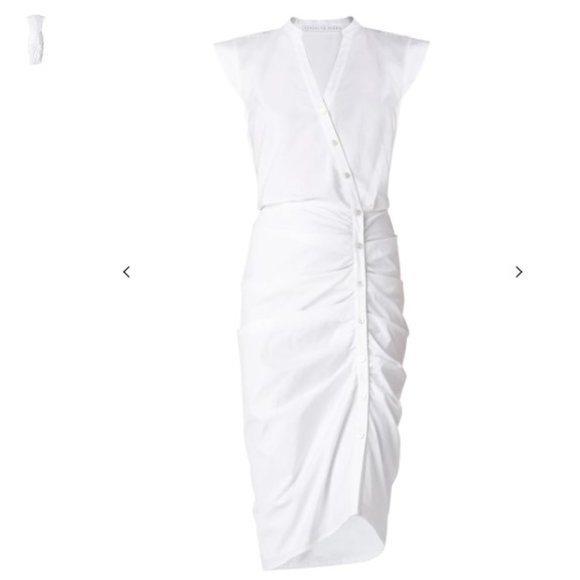 Veronica Beard White Ruched Shirtdress Size 6 - Picture 4 of 5